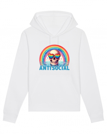 Antisocial Rainbow Skull White