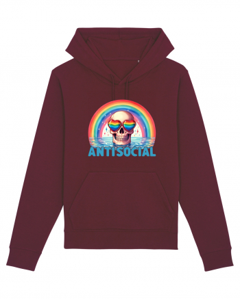 Antisocial Rainbow Skull Burgundy