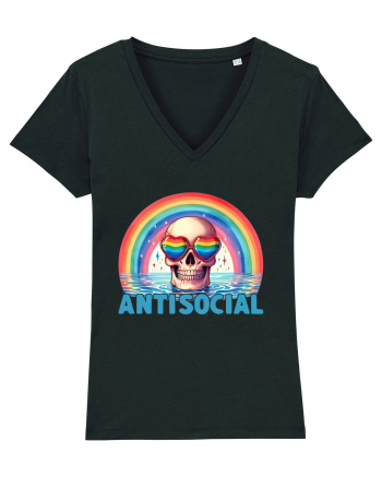 Antisocial Rainbow Skull Black