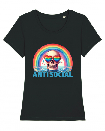 Antisocial Rainbow Skull Black