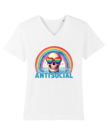 Antisocial Rainbow Skull White