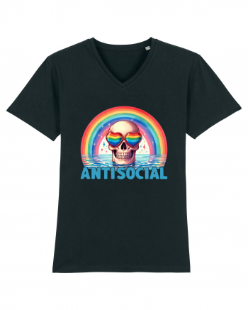 Antisocial Rainbow Skull Black