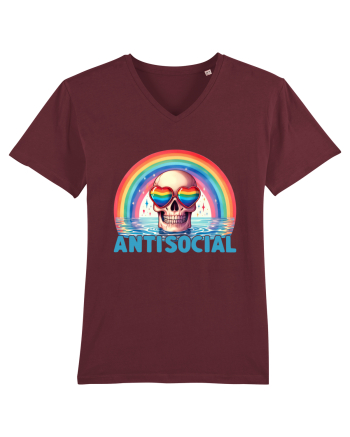 Antisocial Rainbow Skull Burgundy