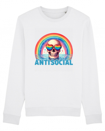 Antisocial Rainbow Skull White