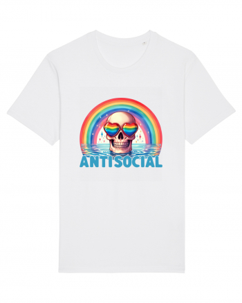 Antisocial Rainbow Skull White