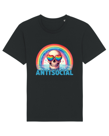 Antisocial Rainbow Skull Black