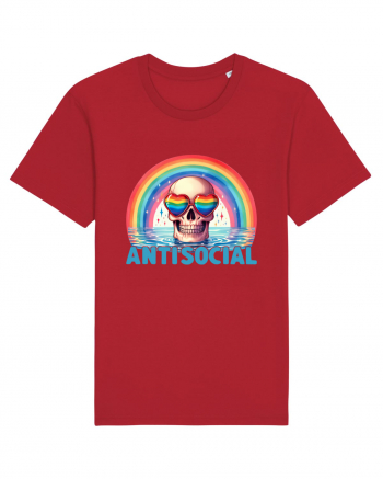 Antisocial Rainbow Skull Red