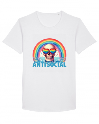 Antisocial Rainbow Skull White