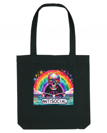 Antisocial Rainbow Skull Black