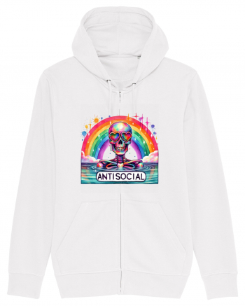 Antisocial Rainbow Skull White