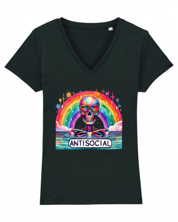 Antisocial Rainbow Skull Black