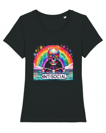 Antisocial Rainbow Skull Black