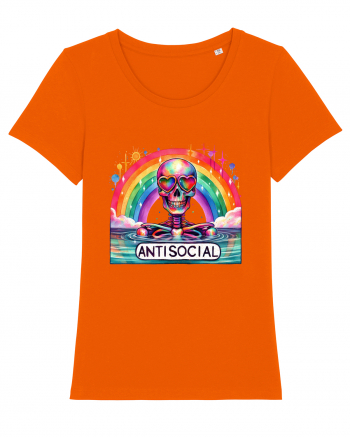 Antisocial Rainbow Skull Bright Orange