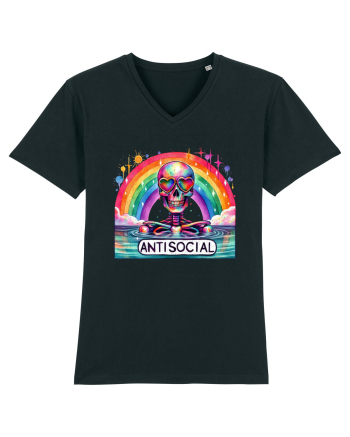 Antisocial Rainbow Skull Black