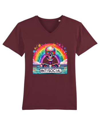 Antisocial Rainbow Skull Burgundy