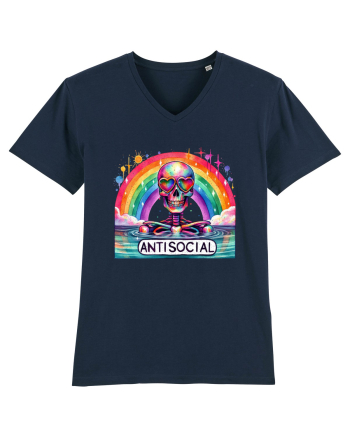 Antisocial Rainbow Skull French Navy