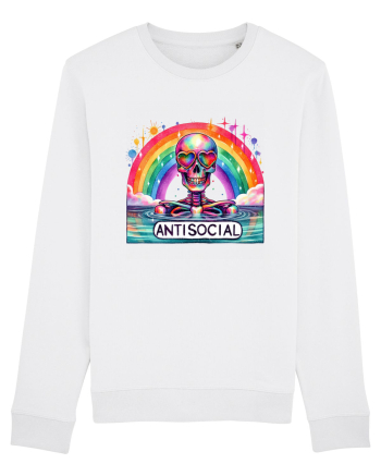 Antisocial Rainbow Skull White