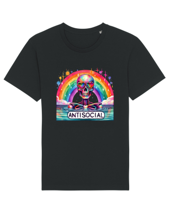 Antisocial Rainbow Skull Black