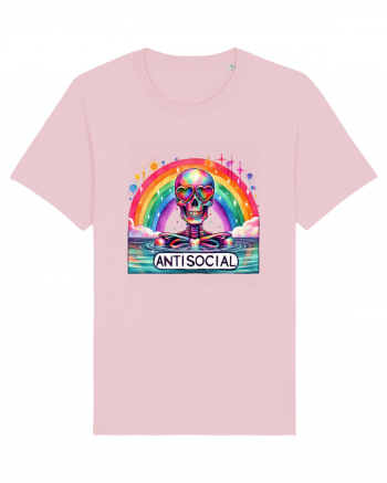 Antisocial Rainbow Skull Cotton Pink