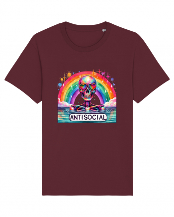 Antisocial Rainbow Skull Burgundy