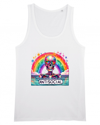 Antisocial Rainbow Skull White