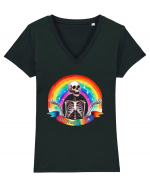 Antisocial Rainbow Skull Tricou mânecă scurtă guler V Damă Evoker