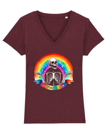 Antisocial Rainbow Skull Burgundy