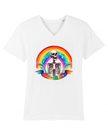 Antisocial Rainbow Skull White