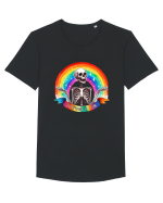Antisocial Rainbow Skull Tricou mânecă scurtă guler larg Bărbat Skater