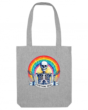 Antisocial Rainbow Skull Heather Grey