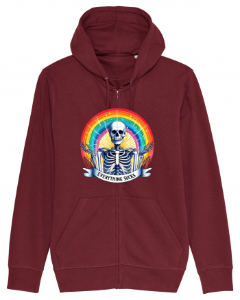 Antisocial Rainbow Skull Burgundy