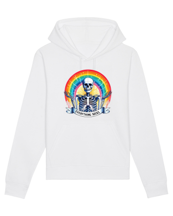 Antisocial Rainbow Skull White