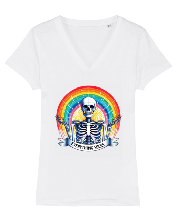 Antisocial Rainbow Skull White