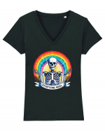 Antisocial Rainbow Skull Tricou mânecă scurtă guler V Damă Evoker