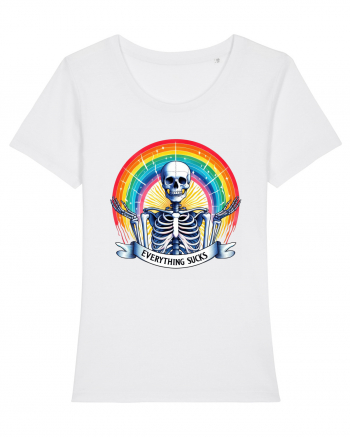 Antisocial Rainbow Skull White