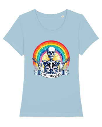 Antisocial Rainbow Skull Sky Blue