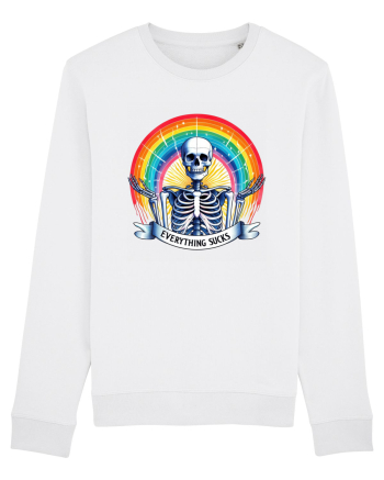 Antisocial Rainbow Skull White