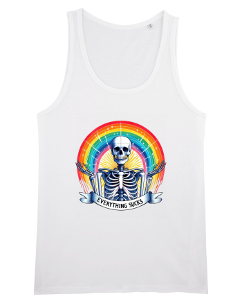 Antisocial Rainbow Skull White