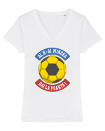 Fotbal Romania - Ai,n-ai mingea, dai la poarta Tricou mânecă scurtă guler V Damă Evoker