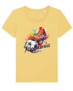 Fotbal Romania - Cu mingea la picior Tricou mânecă scurtă guler larg fitted Damă Expresser