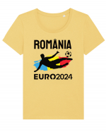 Suporter Romania - Euro 2024 jucator de fotbal Tricou mânecă scurtă guler larg fitted Damă Expresser