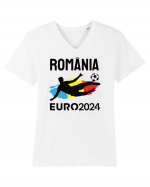 Suporter Romania - Euro 2024 jucator de fotbal Tricou mânecă scurtă guler V Bărbat Presenter