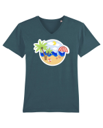 Tropical Tricou mânecă scurtă guler V Bărbat Presenter