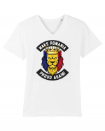 Suporter Romania - Make Romania proud again Tricou mânecă scurtă guler V Bărbat Presenter