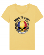 Suporter Romania - Romania - Born to fight Tricou mânecă scurtă guler larg fitted Damă Expresser