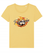 Suporter Romania - Romanian fireball Tricou mânecă scurtă guler larg fitted Damă Expresser