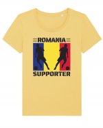 Fotbal Romania - Romanian supporter v1 Tricou mânecă scurtă guler larg fitted Damă Expresser