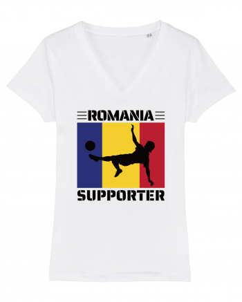 Fotbal Romania - Romanian supporter v2 White