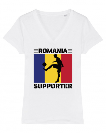 Fotbal Romania - Romanian supporter v4 White