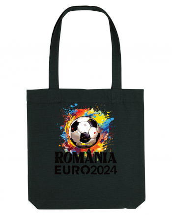 Suporter Romania - Splashed football Euro 2024 Black